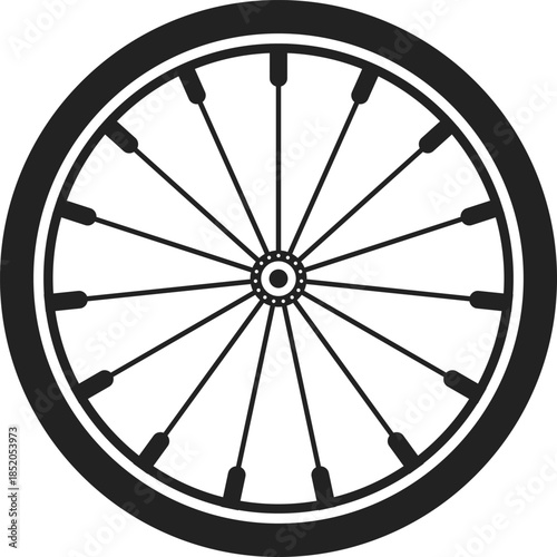 Bicycle Wheel Icon. Cycling Components and Bike Repair Vector Symbols. Spoke, Rim, and Tire Maintenance Icons collection