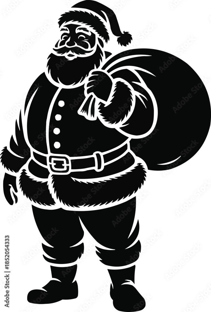 Fototapeta premium Santa Claus Silhouette Vector Classic Christmas Holiday Illustration