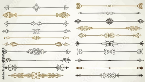 Collection of Decorative Ornate Horizontal Line Dividers and Borders.