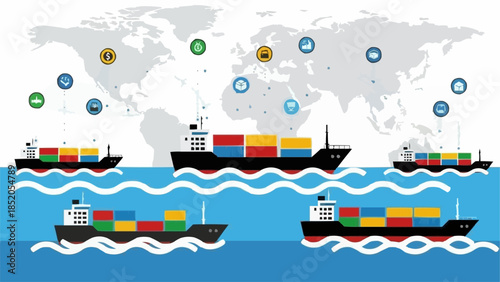Container Ships Transporting Goods Across the Ocean.