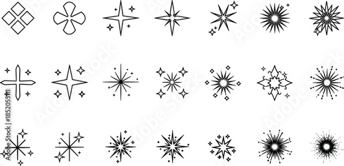 Collection of modern starburst and explosion graphic design elements