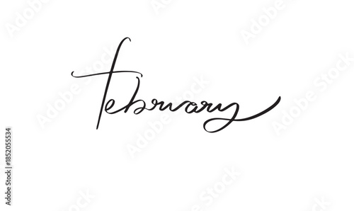 February month text font calligraphy hand written lettering script black color object icon february month happy valentine day february month text romance february gift february banner poster february