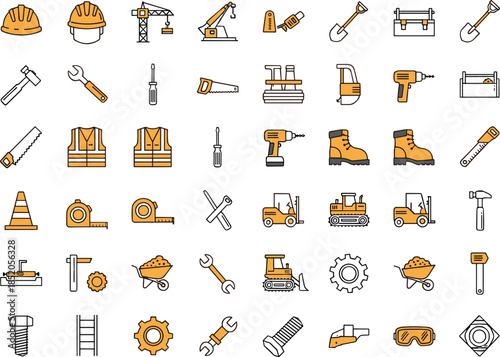 construction tools icon set