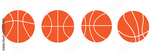 Basketball icon or logo pack. Vector Illustration Outline and flat