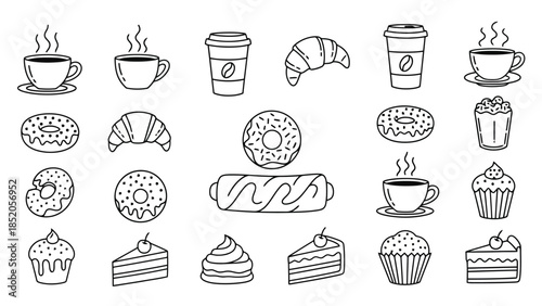 Delicious Art Bakery Collection: Coffee, Croissants, Donuts, Cakes, and More!