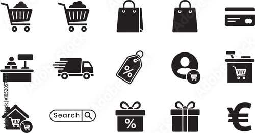 Online shopping icons for e-commerce and retail business