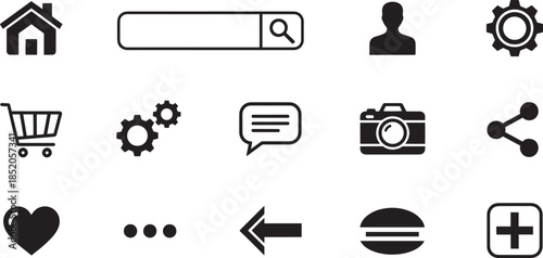 Web design and interface icons for navigation and user experience