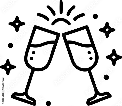 New Year Celebration with Champagne and Golden Confetti