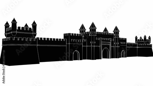 Ancient Fortress Castle Architecture Silhouette.