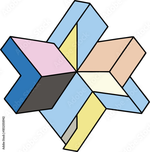 Brutalist multidirectional shapes with harsh edges