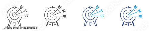 Business Target Icon Set, Goal Achievement Icon, Strategy Planning and Success Concept, Vector Illustration