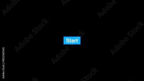 Start text animation pointing towards insert button in looping with transparent background animation. start button in looping
