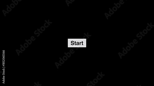 Start text animation pointing towards insert button in looping with transparent background animation. start button in looping
