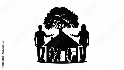Family Home Protection and Security Symbol.