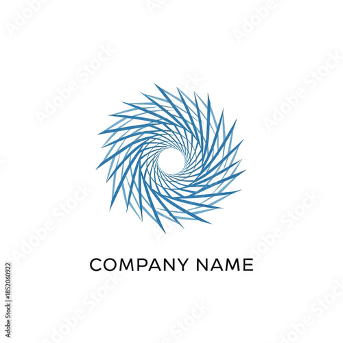 Abstract Blue Vortex Logo Design with Spiraling Lines and Circular Center.