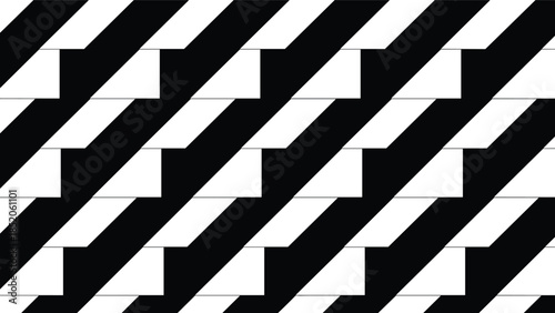 Café Wall illusion, optical pattern, black and white tiles, visual trick, perception art, abstract grid, editable design, cognitive distortion