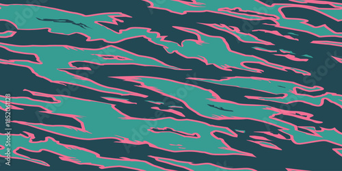 Vector seamless camo tiger stripe army fatigue pattern design