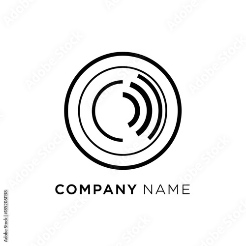 Abstract Circular Logo Design with Concentric Rings and Segmented Arcs.