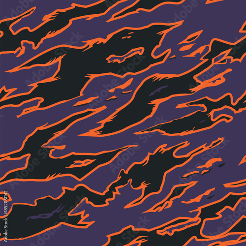 Vector seamless camo tiger stripe army fatigue pattern design