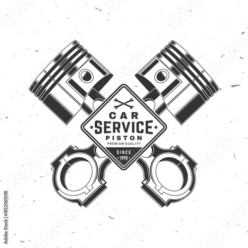 Auto service logo, emblems, badges and icons. Vector. For expert service car repair center, restoration and car club with automobile tools pistons and wrench silhouette