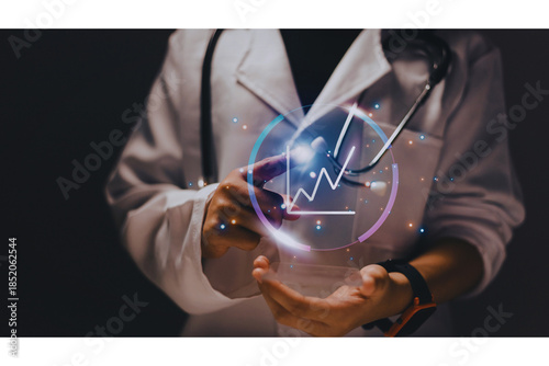 Healthcare Professional Analyzing Data Trends in a Modern Medical Setting