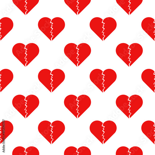 Heartbreak, broken heart or divorce seamless pattern isolated on white background