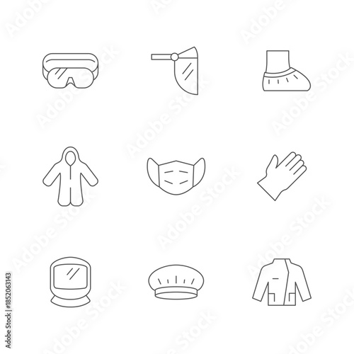 Set line icons of medical uniform