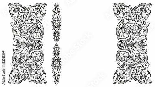 Intricate Celtic Knotwork Design with Mythological Figures and Floral Elements.