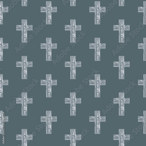Christian cross seamless pattern isolated on color background