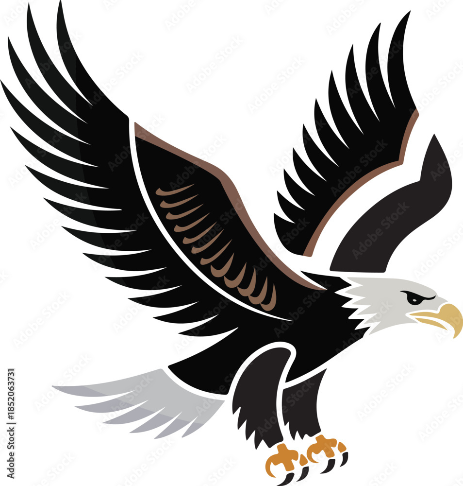 Fototapeta premium Eagle in the sky isolated on transparent background