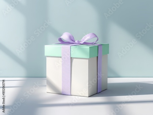 Pastel gift box with ribbon