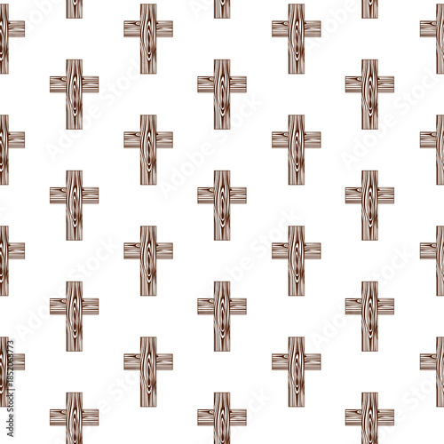 Christian cross seamless pattern isolated on white background