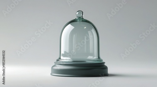  Realistic glass bell jar cloche with a rounded base and slender pedestal, isolated on a transparent background, elegant protective dome mockup for product display, showcasing a delicate and refined a