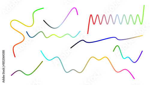 Canvas Print Colorful Abstract Waveform Lines on White Background