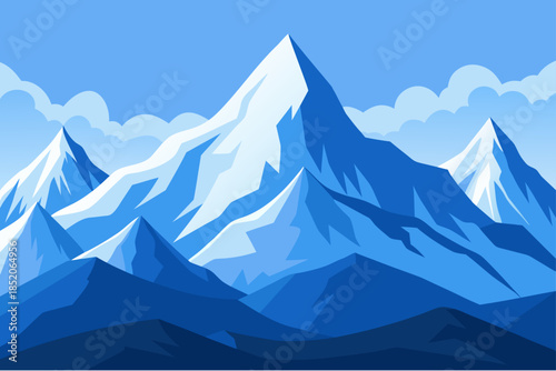 Snowy mountain range with clouds in the sky
