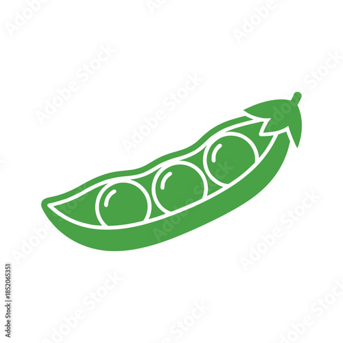 Green peas in pod illustration Vector