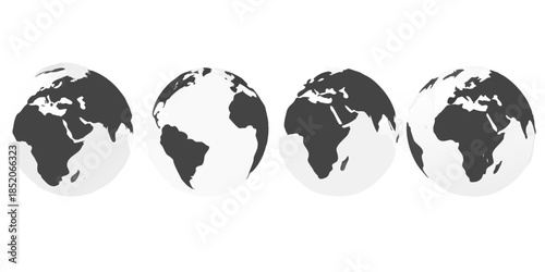 Four stages of earth s orbit showing changing sunlight and landmass views