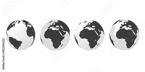 Sequential views of earth displaying different continents in a row