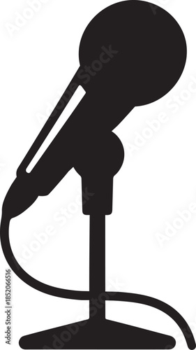 Microphone on Stand Silhouette Vector