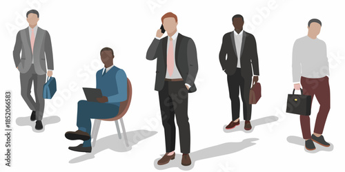 Diverse group of business professionals in suits some with accessories