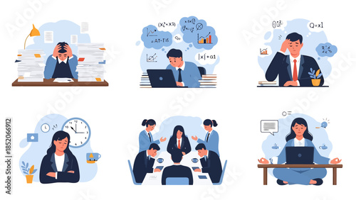 Business Professionals Managing Workload and Stress