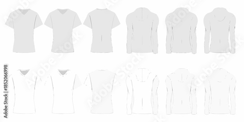 Collection of white t shirt mockups displayed in various styles and perspectives