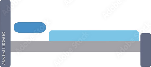 A flat design icon illustration of a bed, suitable for representing sleep or hotel accommodation