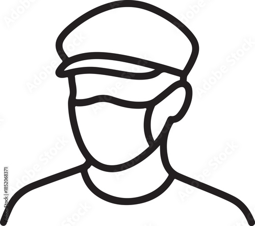 A symbol used in public health campaigns and business signage to enforce the wearing of face coverings for viral protection.