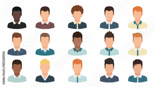 Diverse Group of Professional Men Avatars for Business and Social Media.