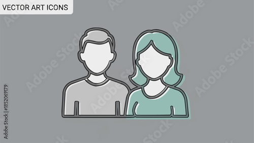 Couple Icon Vector Art Representing Partnership and Relationships.