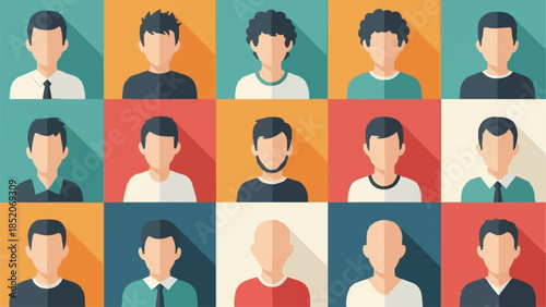 Diverse Group of Men Avatars Representing Different Personalities and Styles.