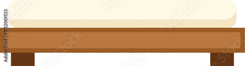 An illustration of a modern low-profile bed with a comfortable mattress