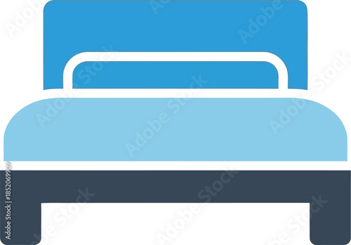 A simple blue bed icon representing sleep and hotel accommodation