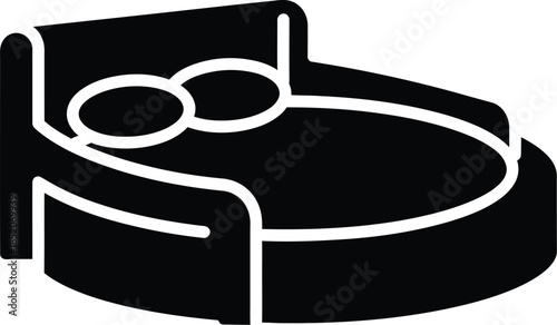 Modern round bed furniture silhouette glyph representing luxury bedroom decor